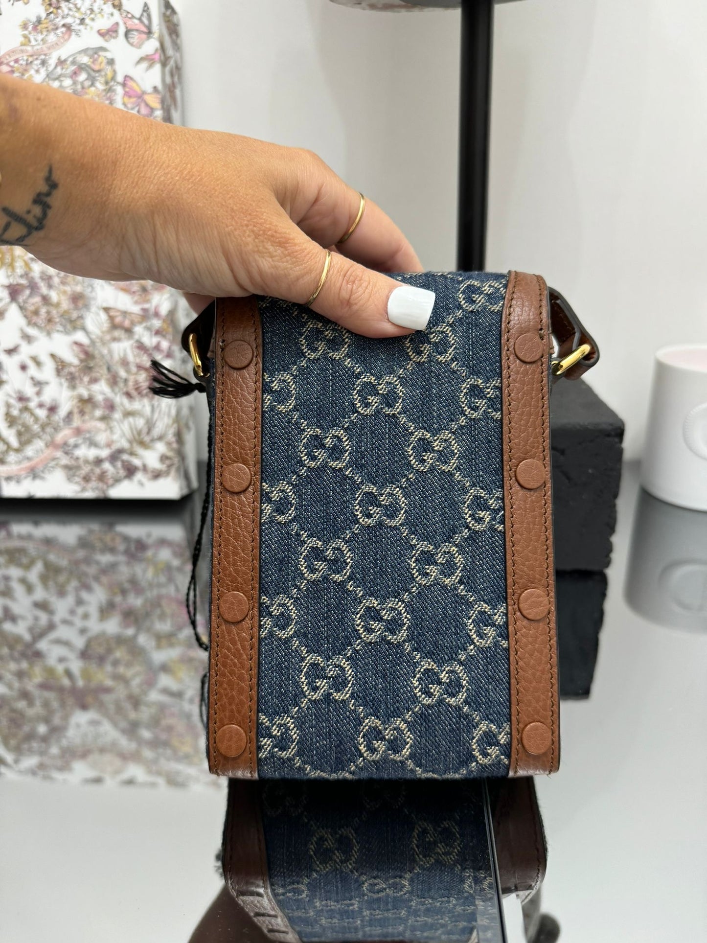Horsebit 1955 mini borsa in denim