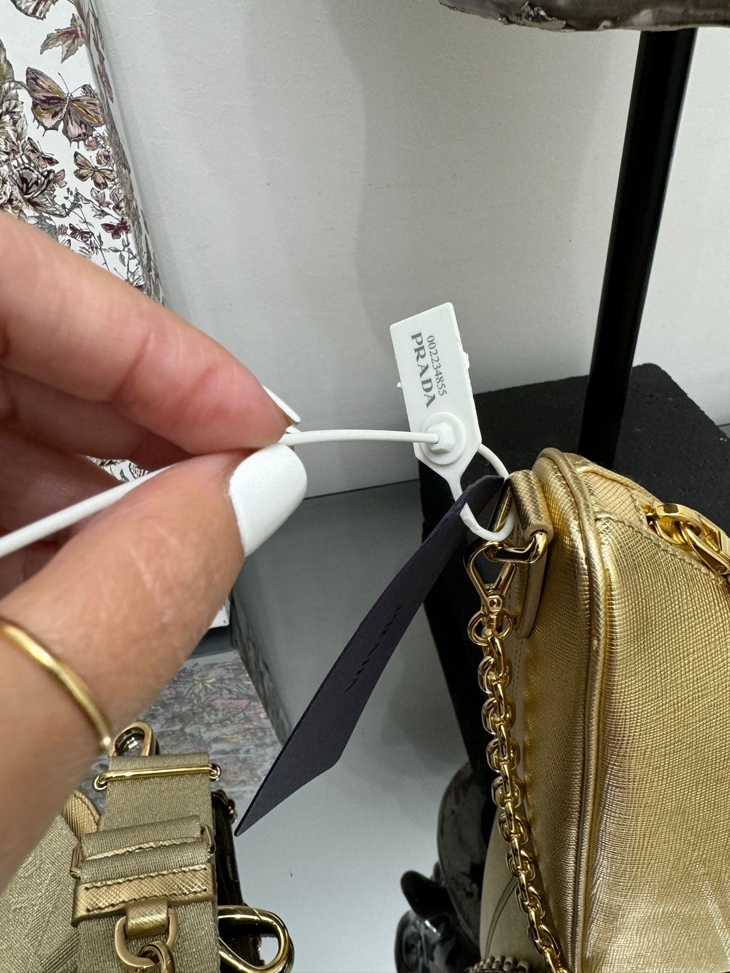 Gold leather triangle bag