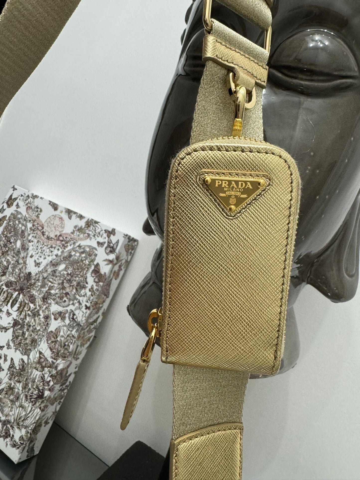Gold leather triangle bag