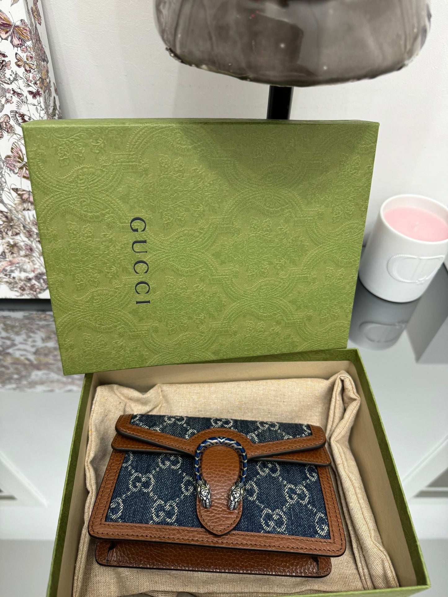 Borsa a tracolla GG Dionysus micro in denim