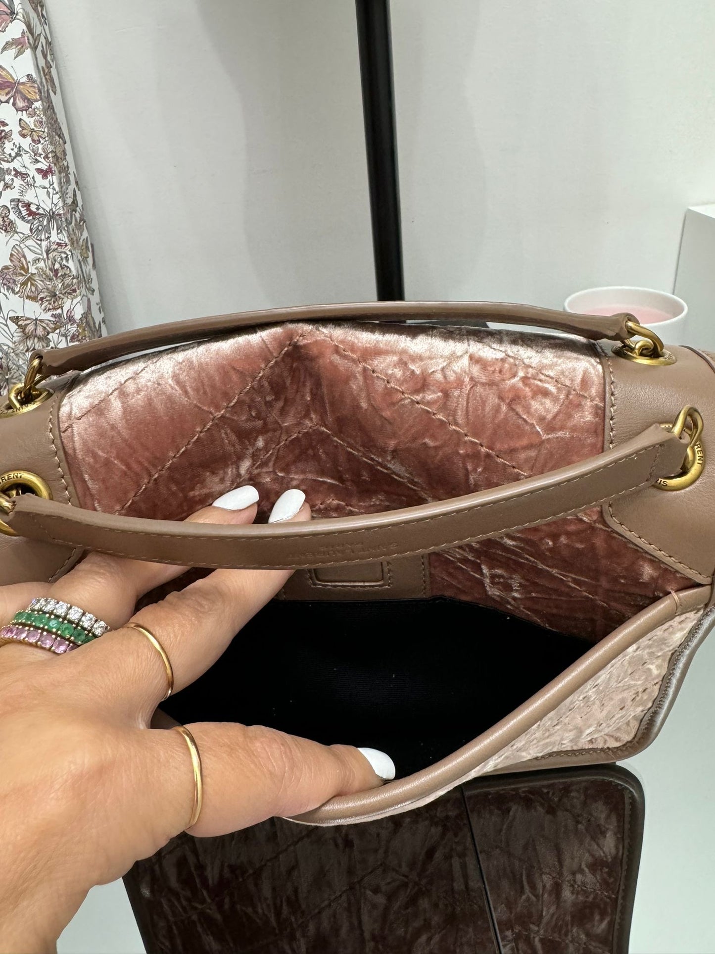 Niky borsa a tracolla velvet rosa antico misura media