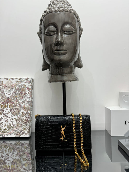 KATE BORSA A SPALLA NERO PELLE LUCIDA STAMPA IN COCCO