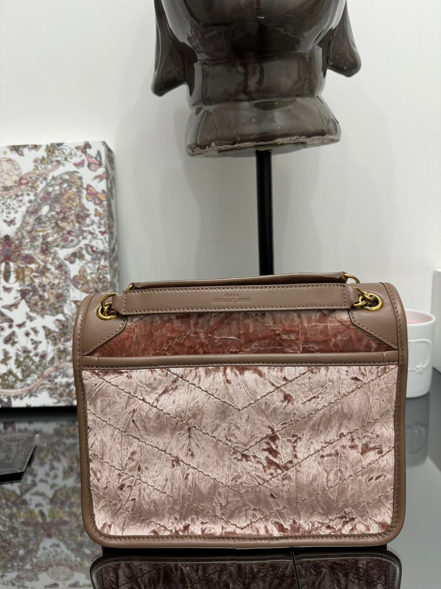 Niky borsa a tracolla velvet rosa antico misura media