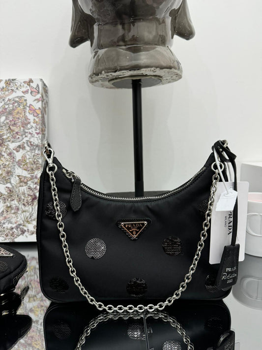 Re-Edition 2005 nylon and sequin shoulder bag