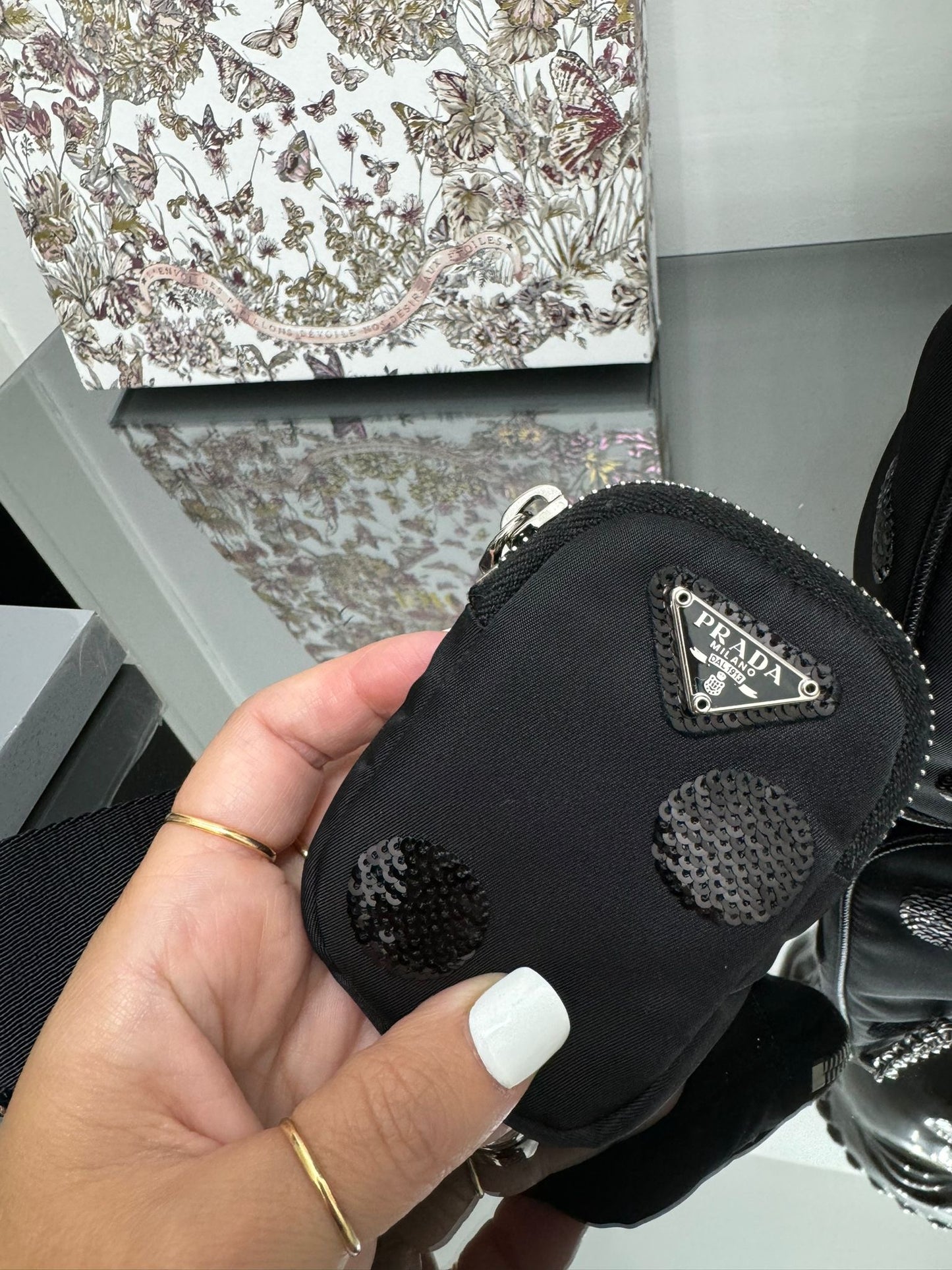 Borsa a spalla Re-Edition 2005 nylon e paillettes