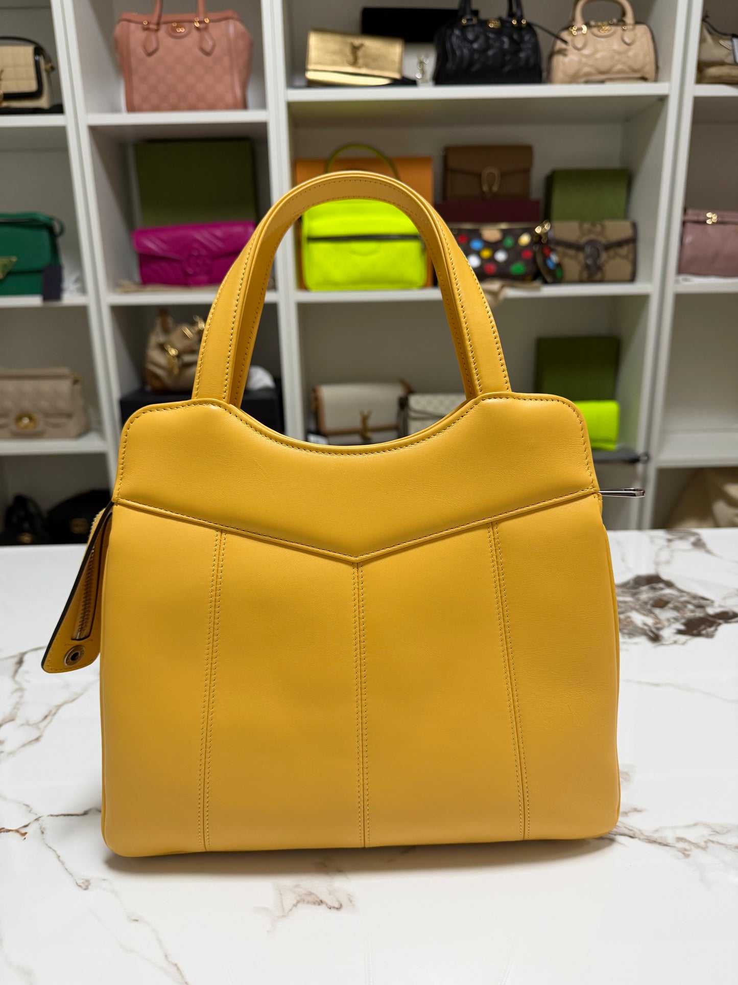 GUCCI borsa petite gg piccola a spalla in pelle giallo