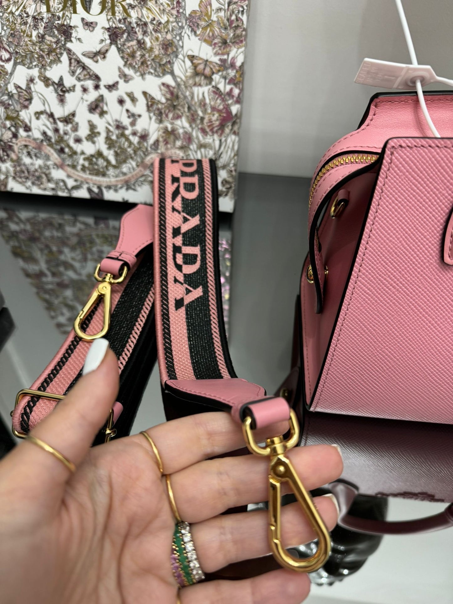 BORSA A MANO SAFFIANO CUIR ROSA PETALO