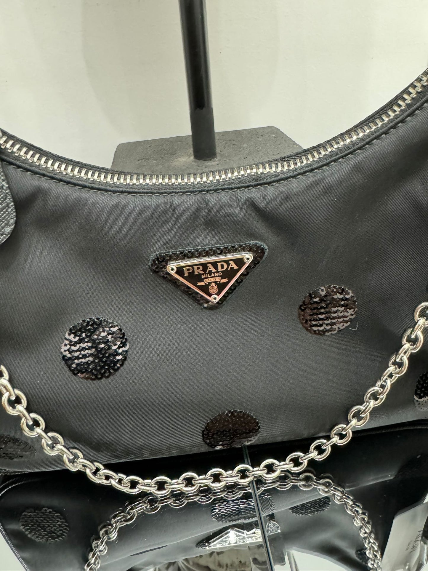 Borsa a spalla Re-Edition 2005 nylon e paillettes