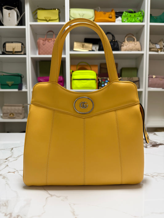 GUCCI borsa petite gg piccola a spalla in pelle giallo