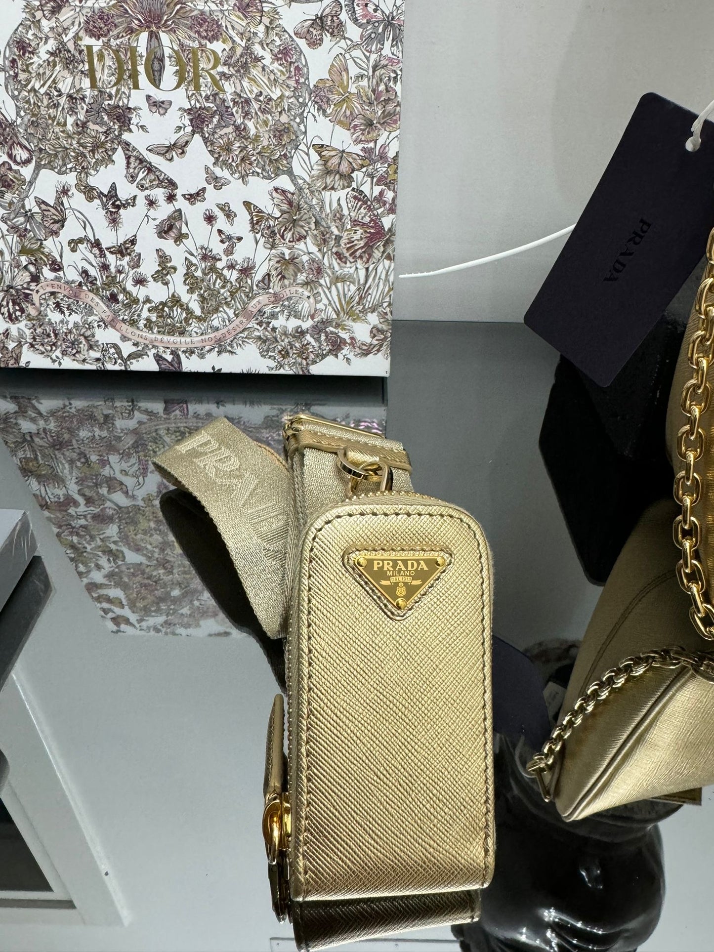 Gold leather triangle bag