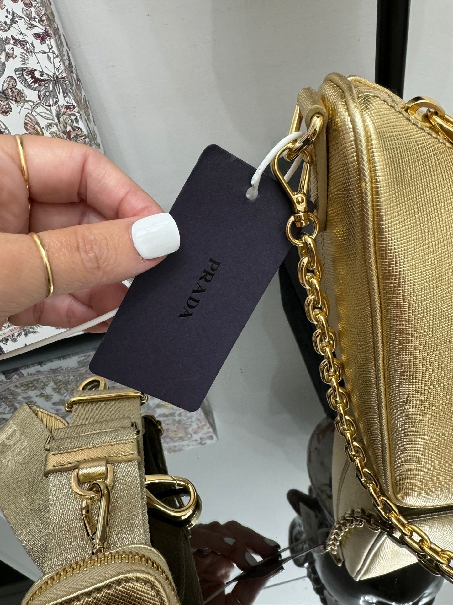 Gold leather triangle bag