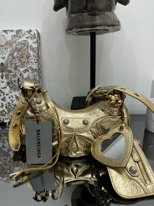 Le Cagole XS shoulder bag in gold nappa