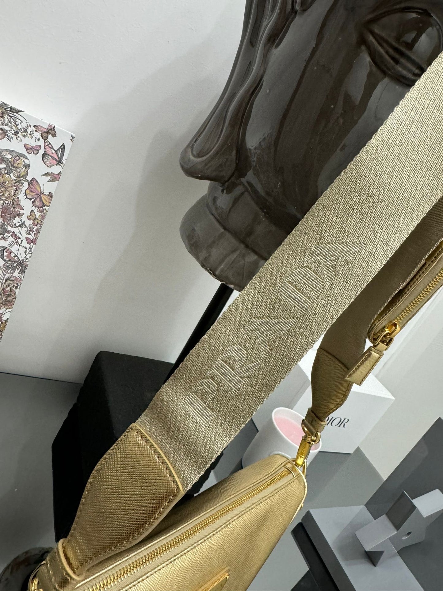 Gold leather triangle bag