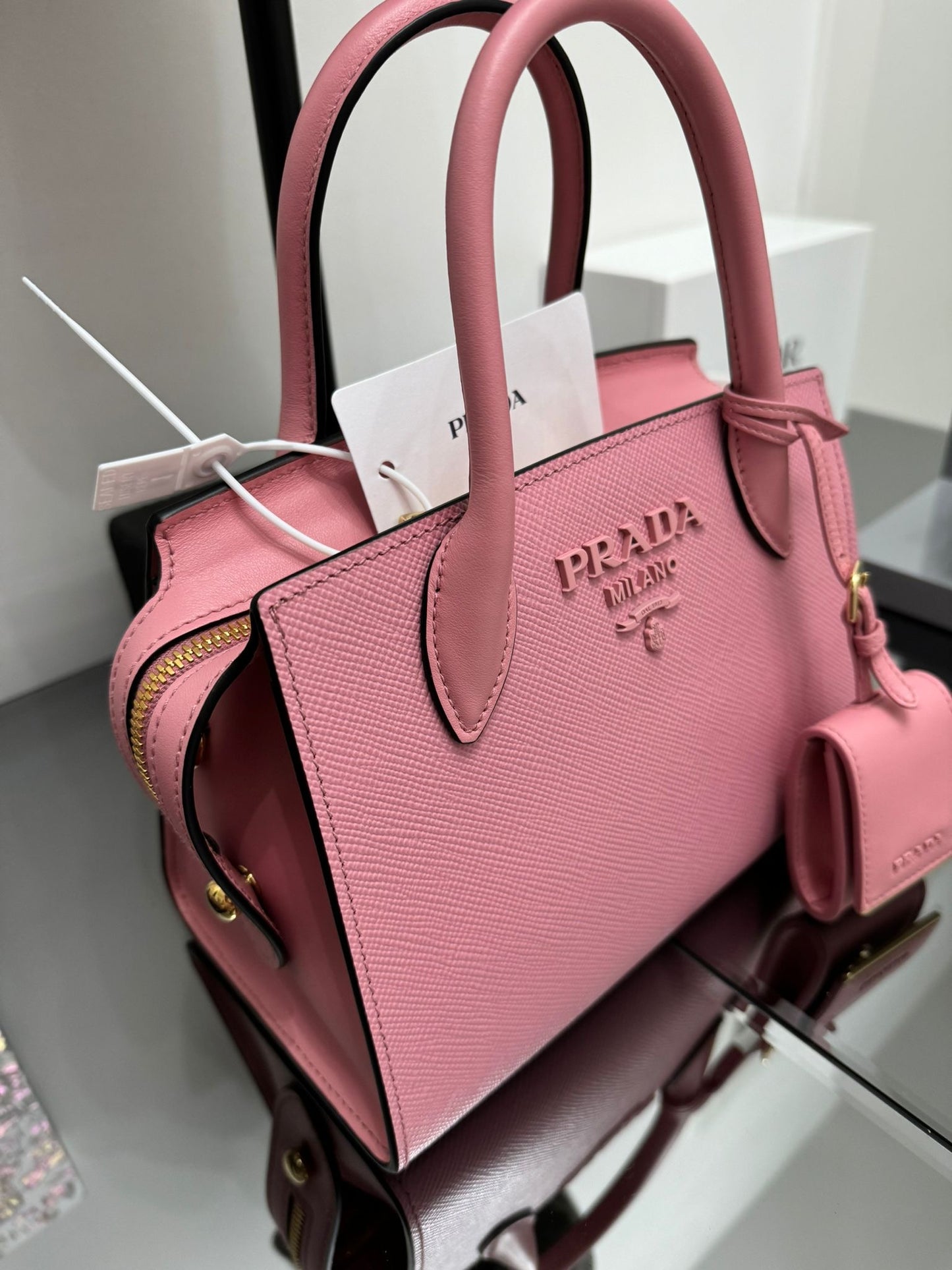 BORSA A MANO SAFFIANO CUIR ROSA PETALO