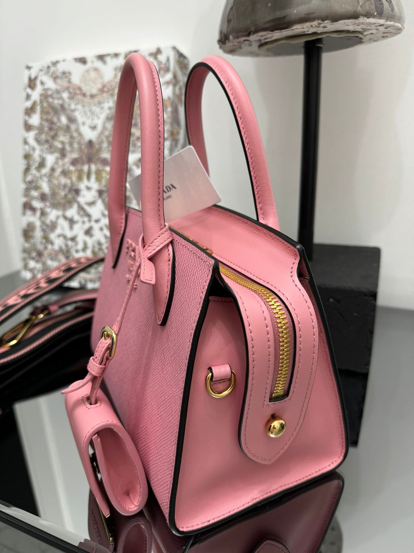 BORSA A MANO SAFFIANO CUIR ROSA PETALO