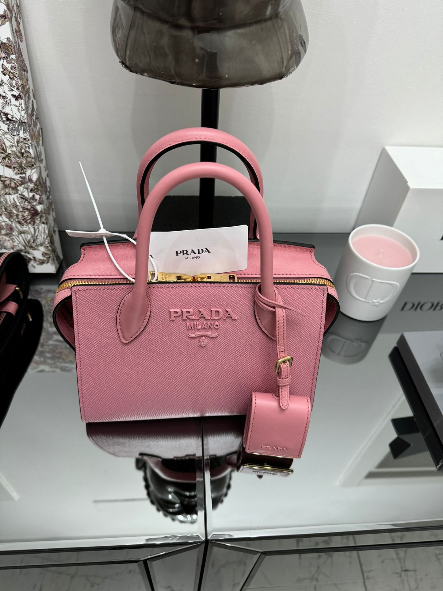 BORSA A MANO SAFFIANO CUIR ROSA PETALO