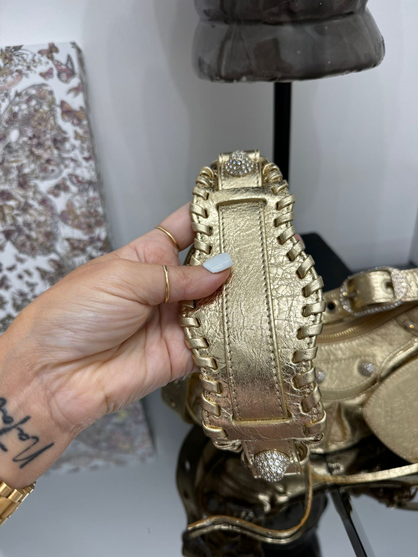 Borsa a spalla Le Cagole XS in nappa oro