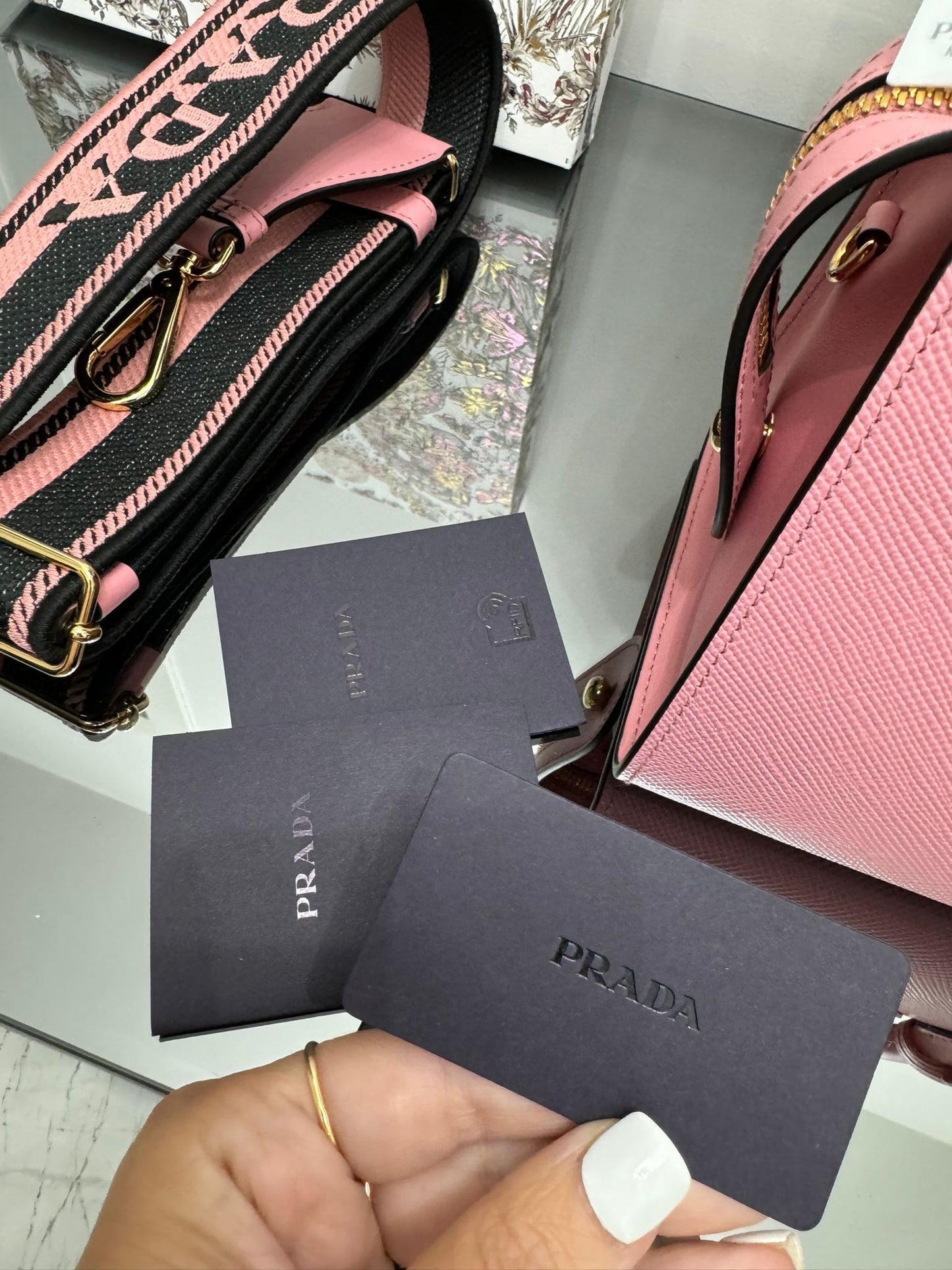 BORSA A MANO SAFFIANO CUIR ROSA PETALO