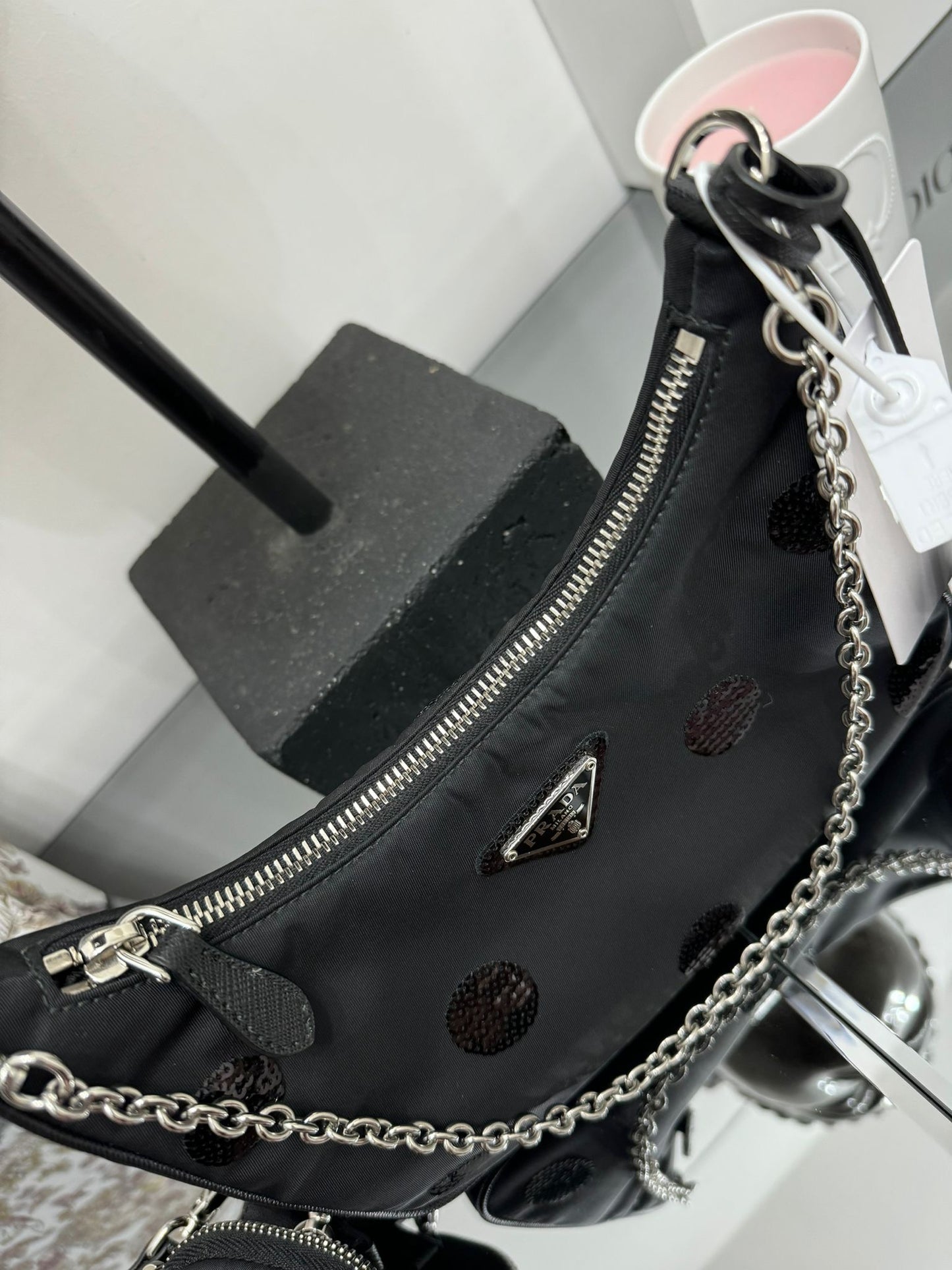 Borsa a spalla Re-Edition 2005 nylon e paillettes