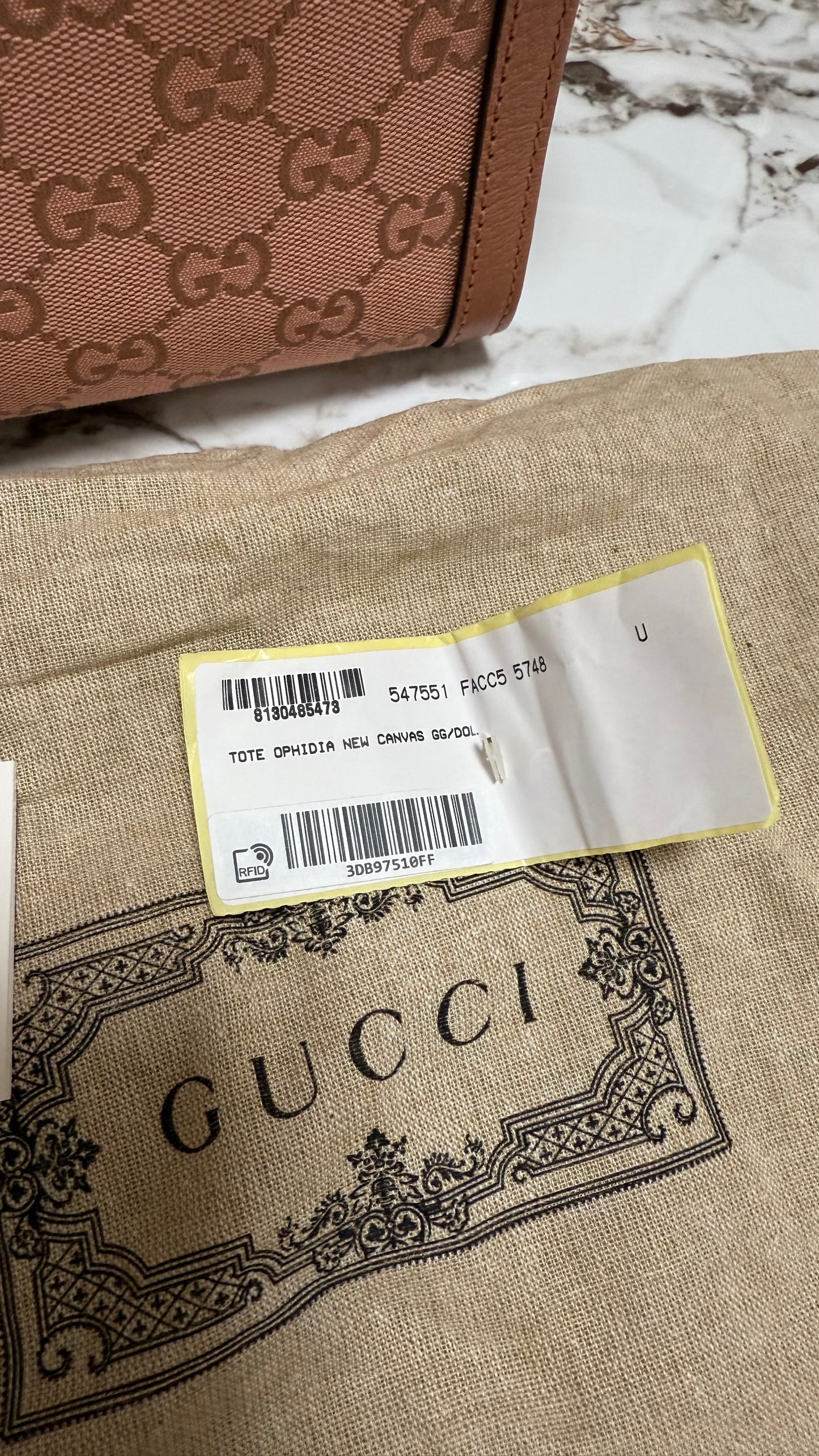 Gucci borsa ophidia top handle in tela rosa