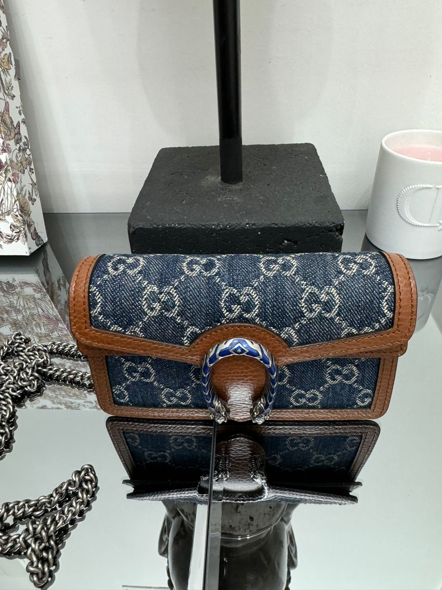 Borsa a tracolla GG Dionysus micro in denim