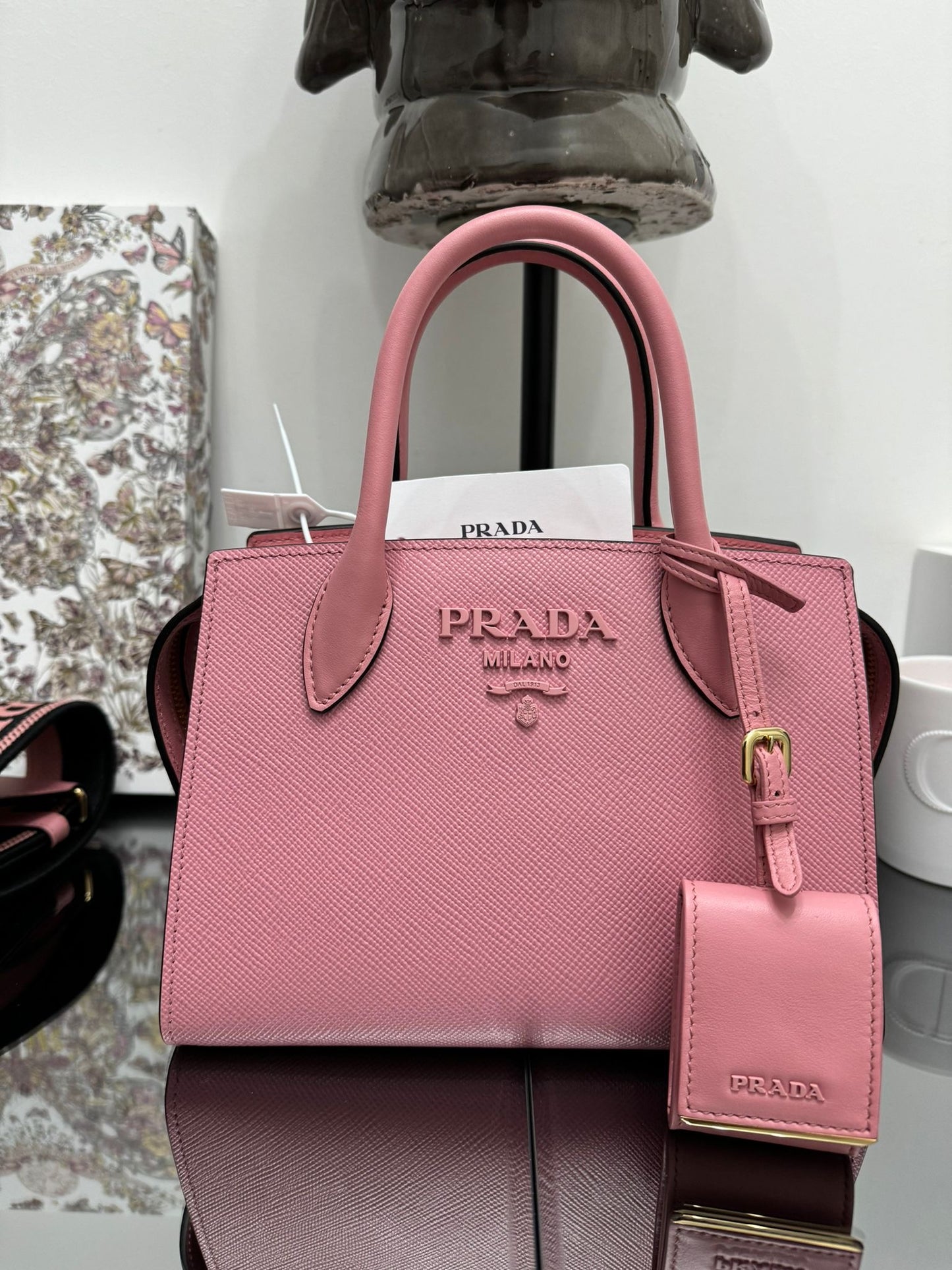 BORSA A MANO SAFFIANO CUIR ROSA PETALO