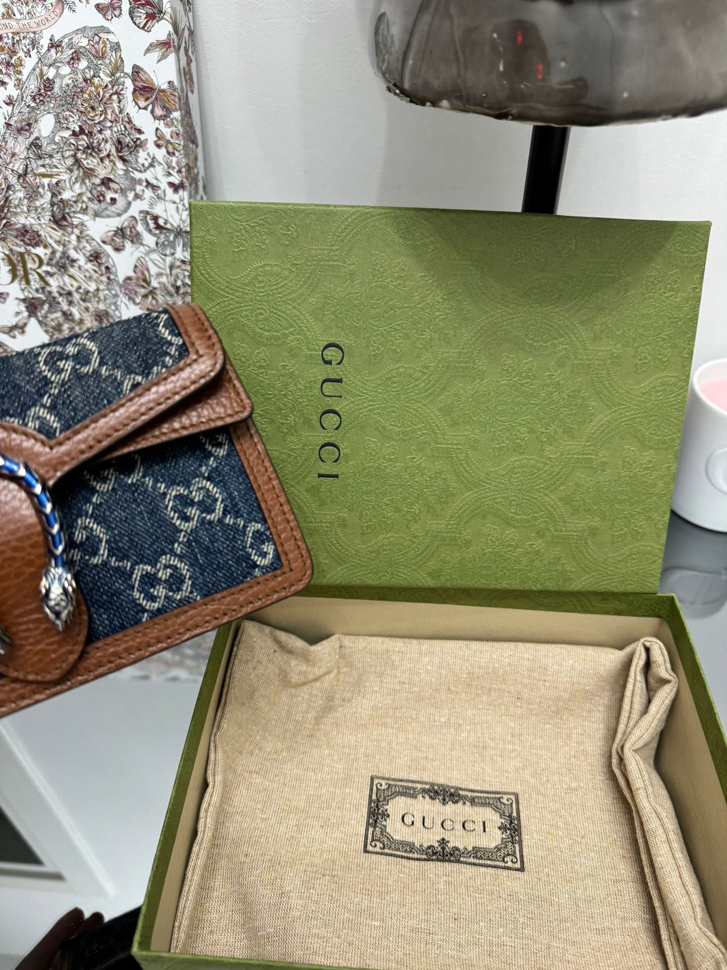 Borsa a tracolla GG Dionysus micro in denim