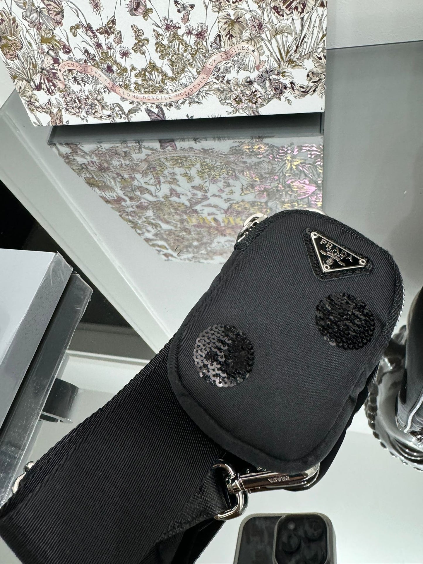 Borsa a spalla Re-Edition 2005 nylon e paillettes