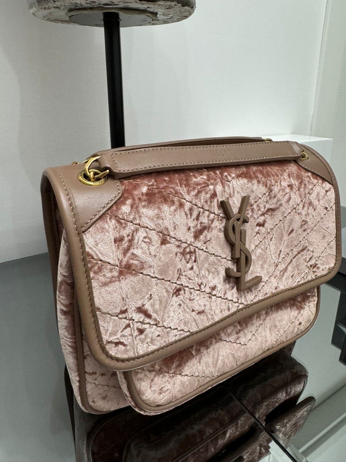 Niky borsa a tracolla velvet rosa antico misura media
