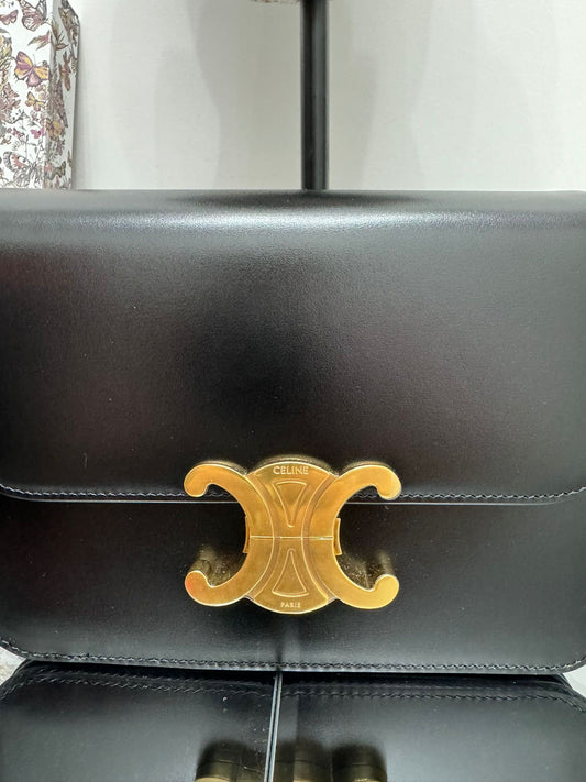 TEEN TRIOMPHE BAG IN BLACK POLISHED CALFSKIN