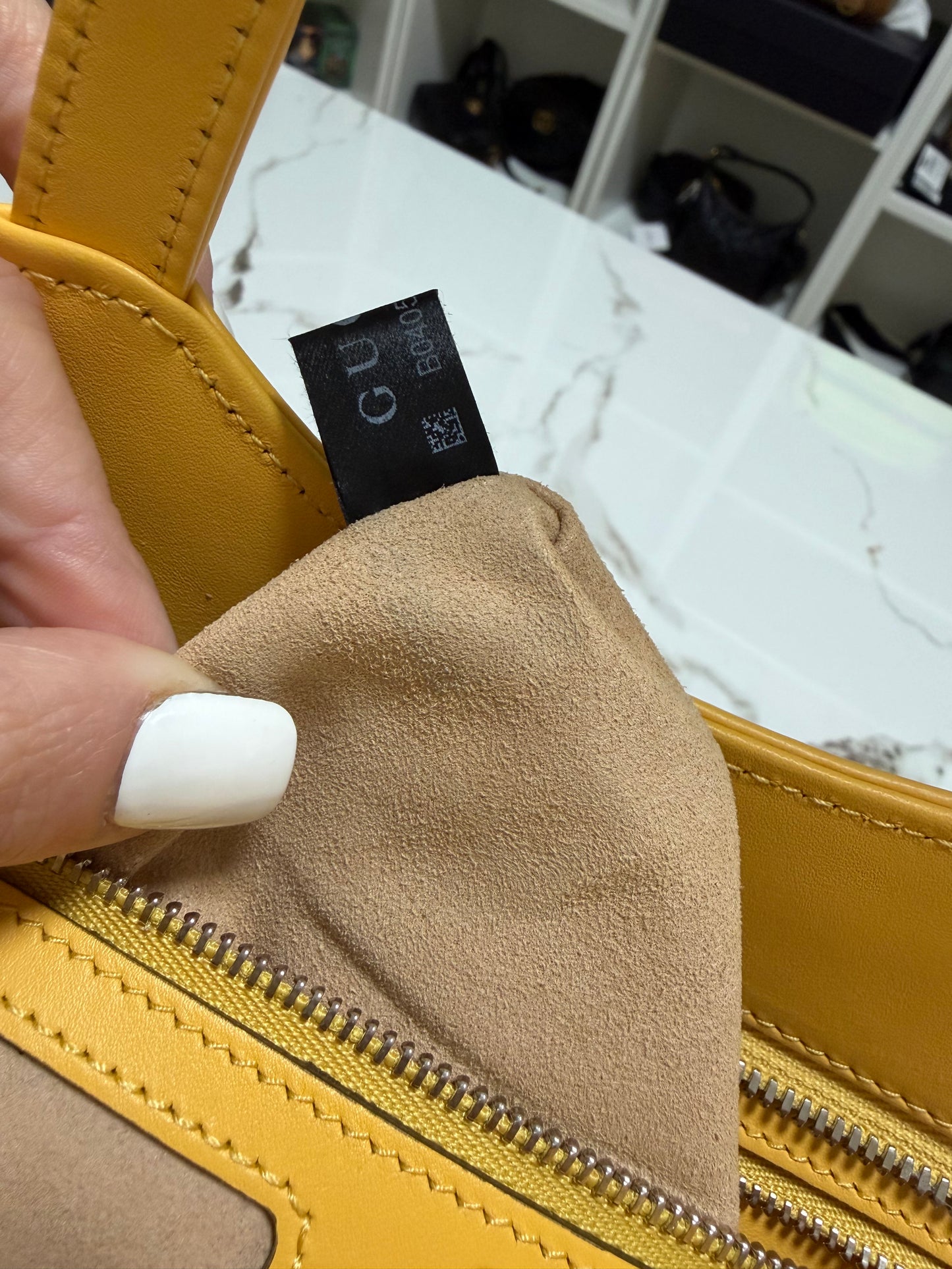 GUCCI borsa petite gg piccola a spalla in pelle giallo