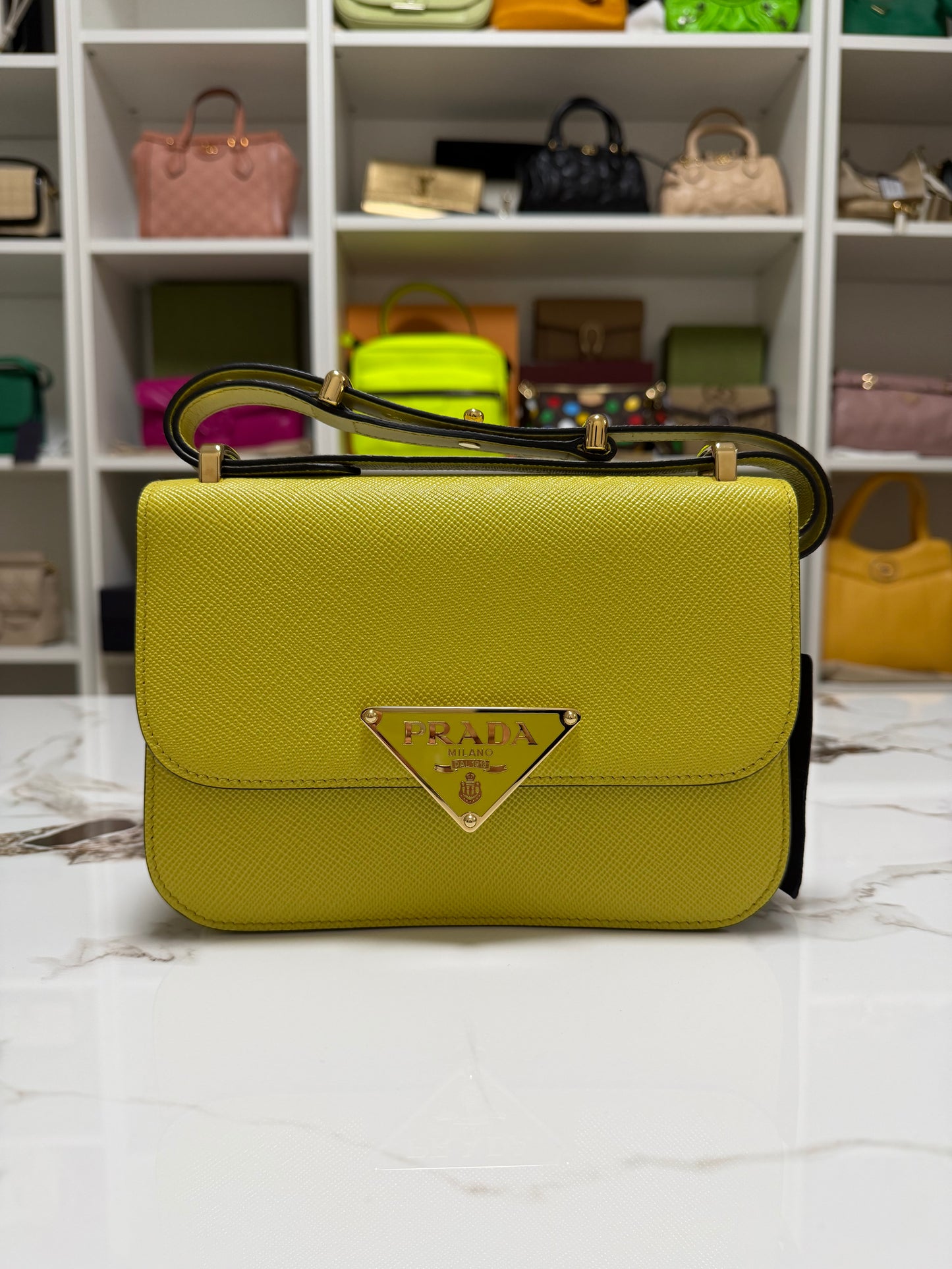 Prada Borsa a spalla in Saffiano con pattina