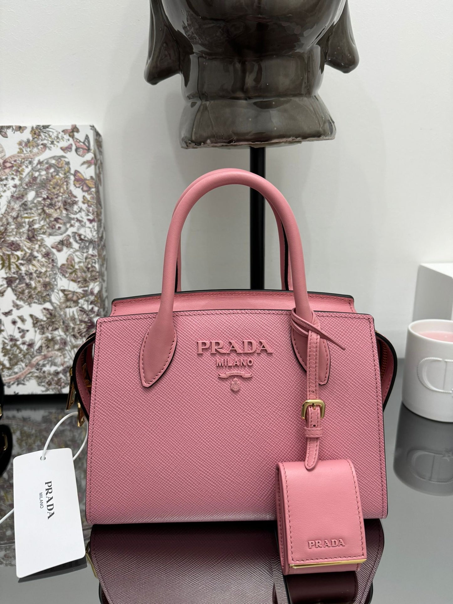 BORSA A MANO SAFFIANO CUIR ROSA PETALO