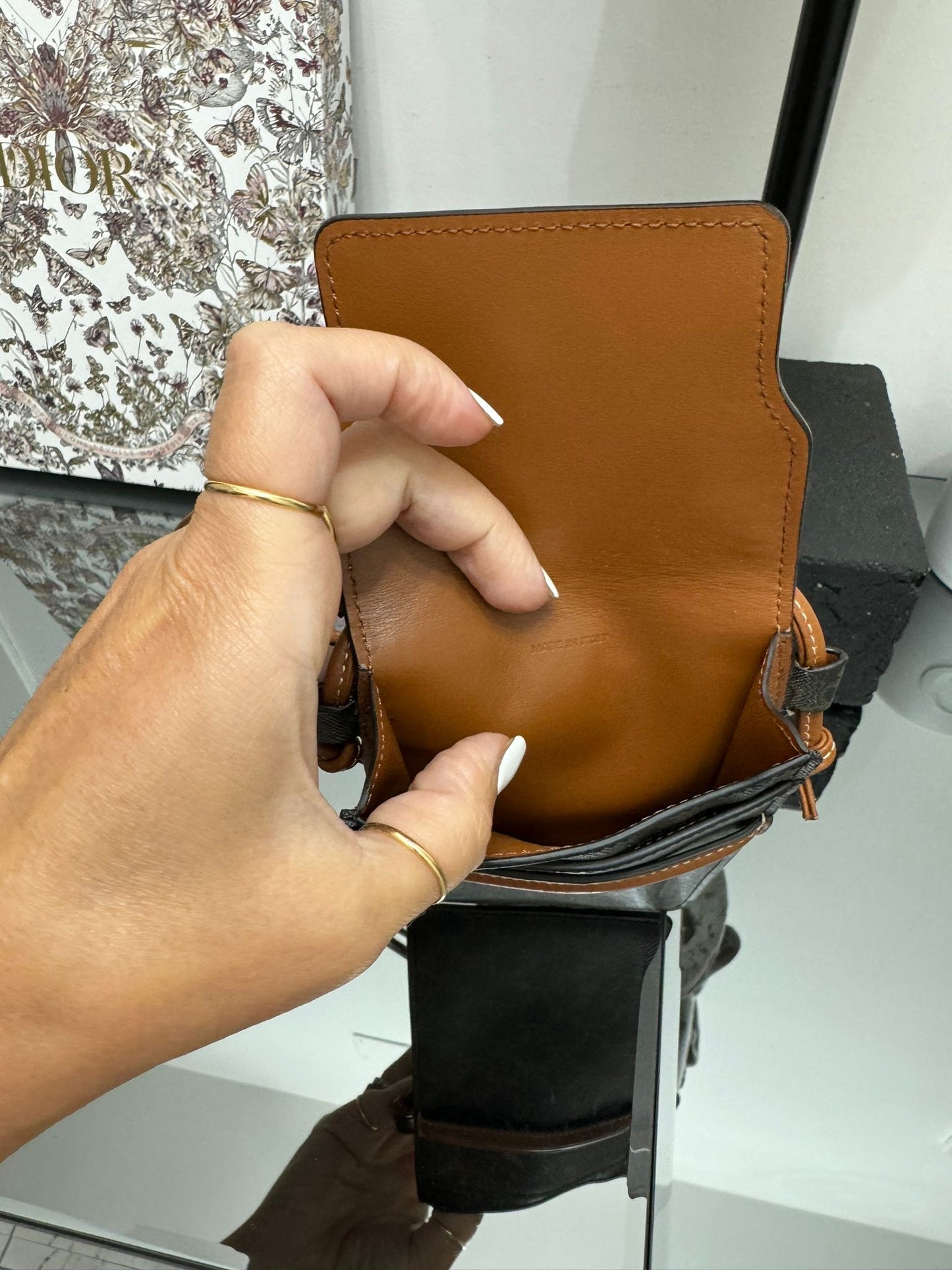 PHONE POUCH WITH FLAP IN TRIOMPHE CANVAS AND LAMBSKIN