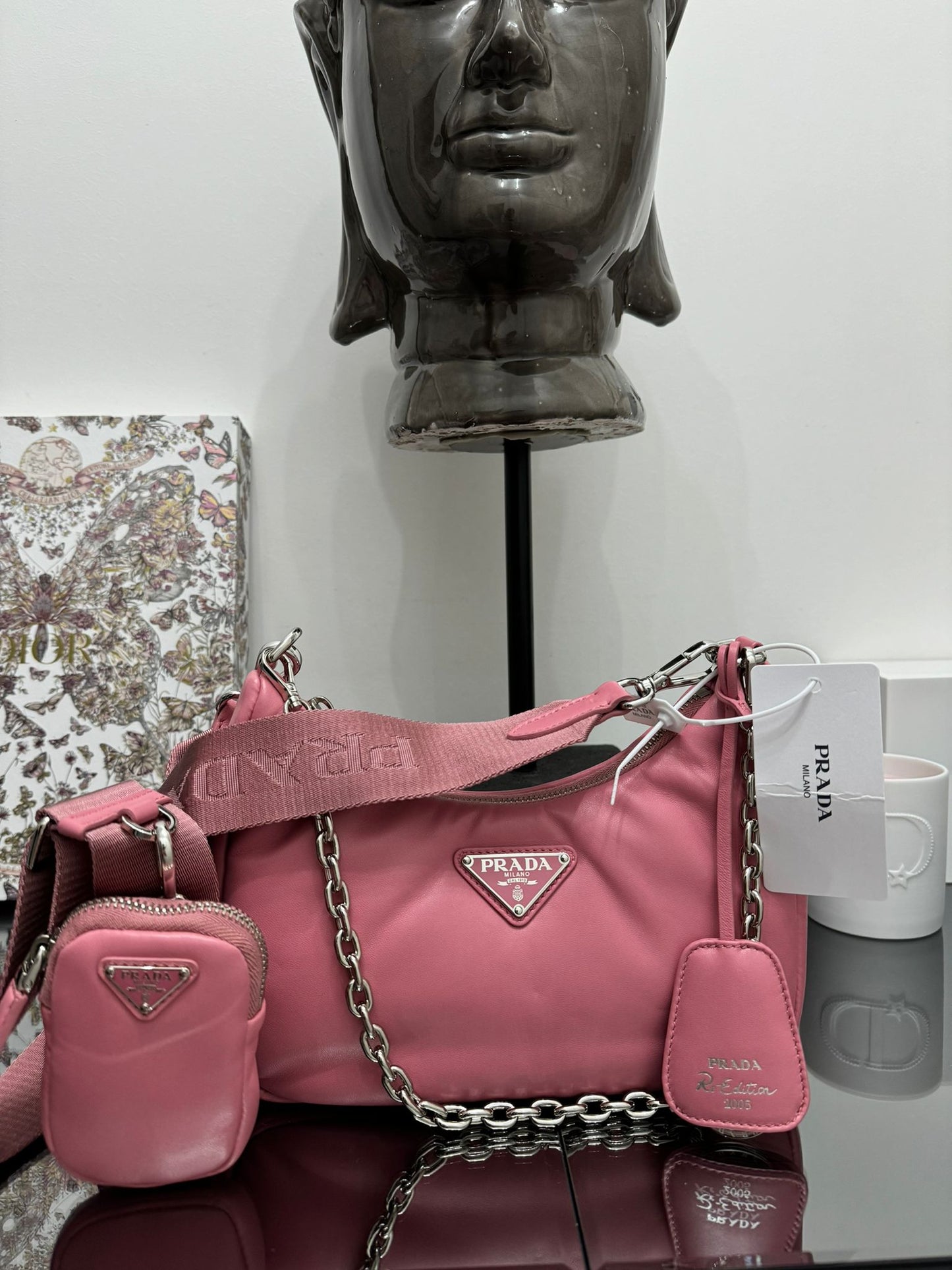 Borsa a spalla imbottita Re-Edition rosa