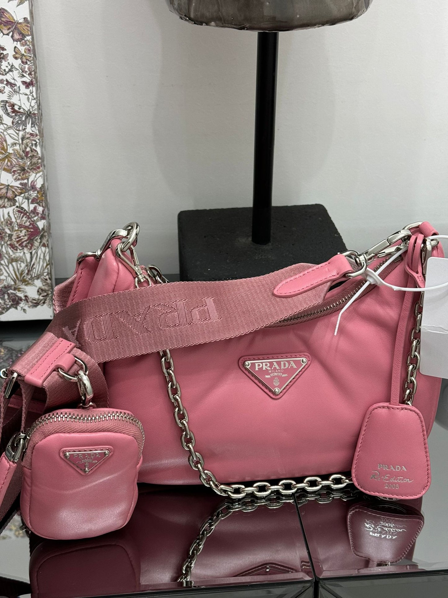 Borsa a spalla imbottita Re-Edition rosa