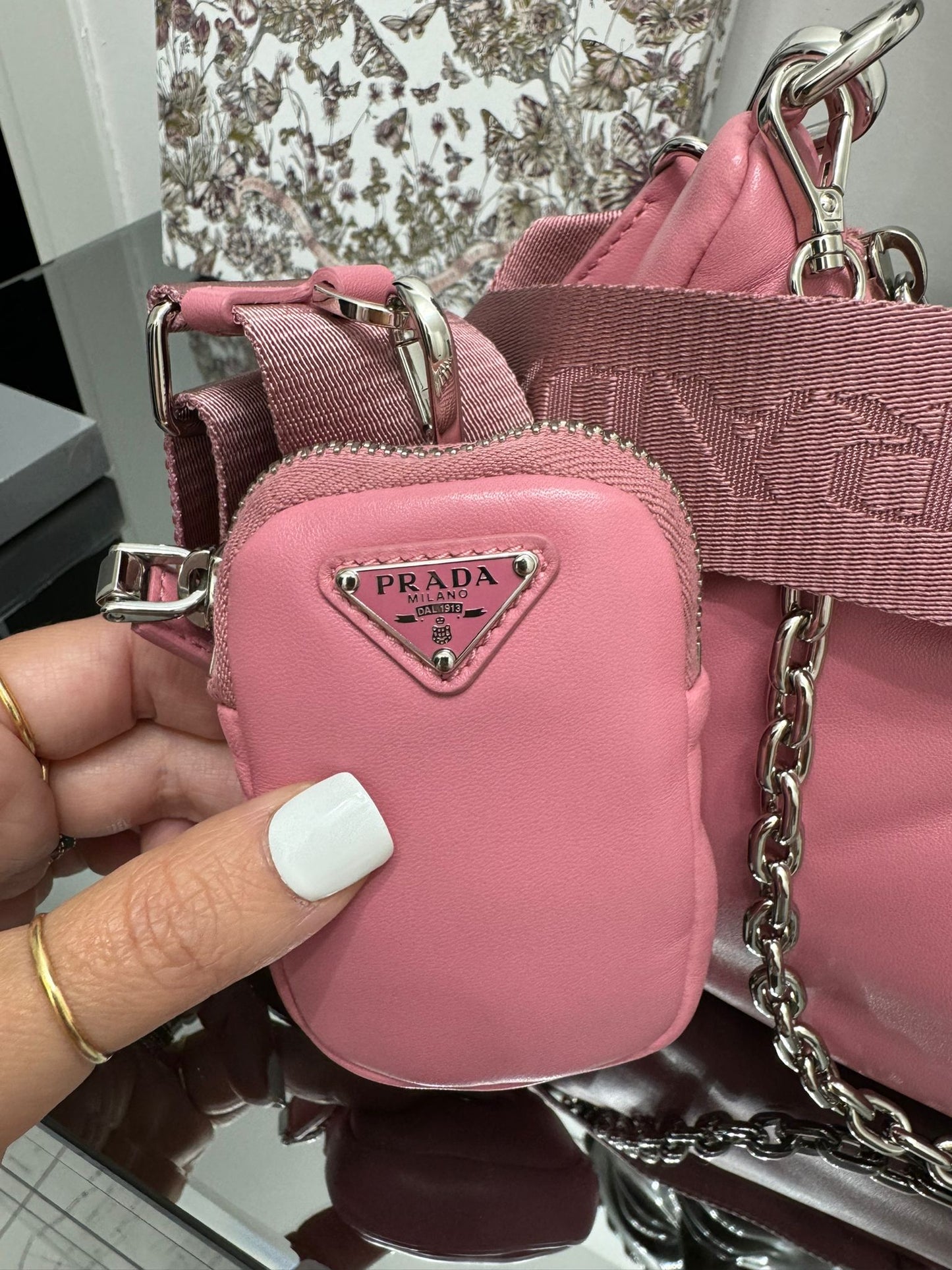 Borsa a spalla imbottita Re-Edition rosa