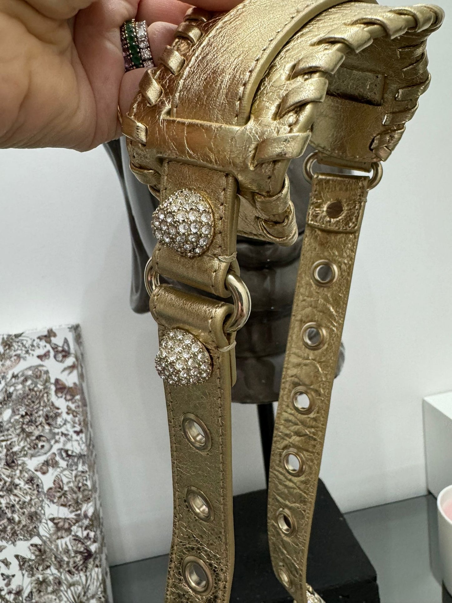 Le Cagole XS shoulder bag in gold nappa