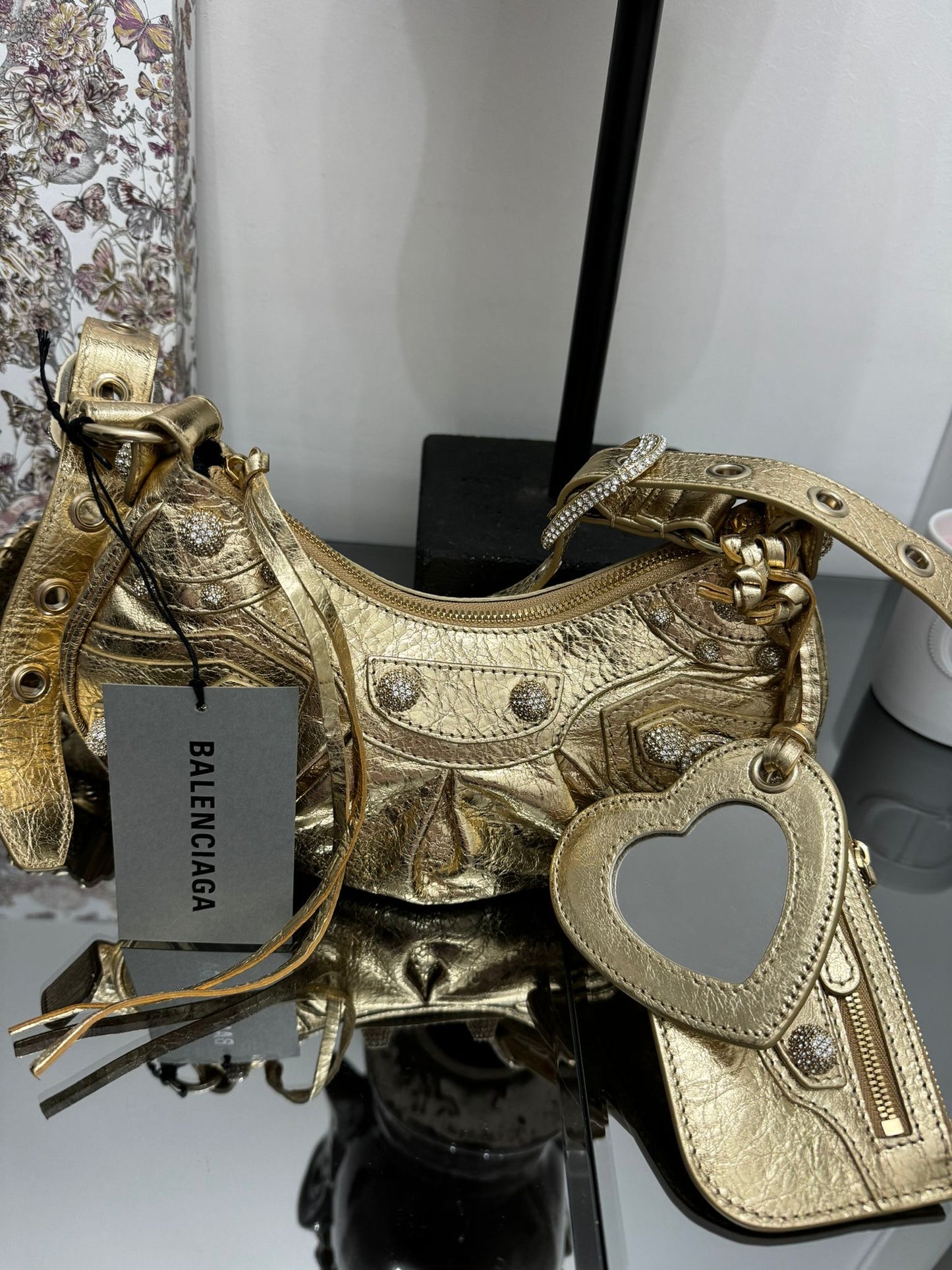Le Cagole XS shoulder bag in gold nappa