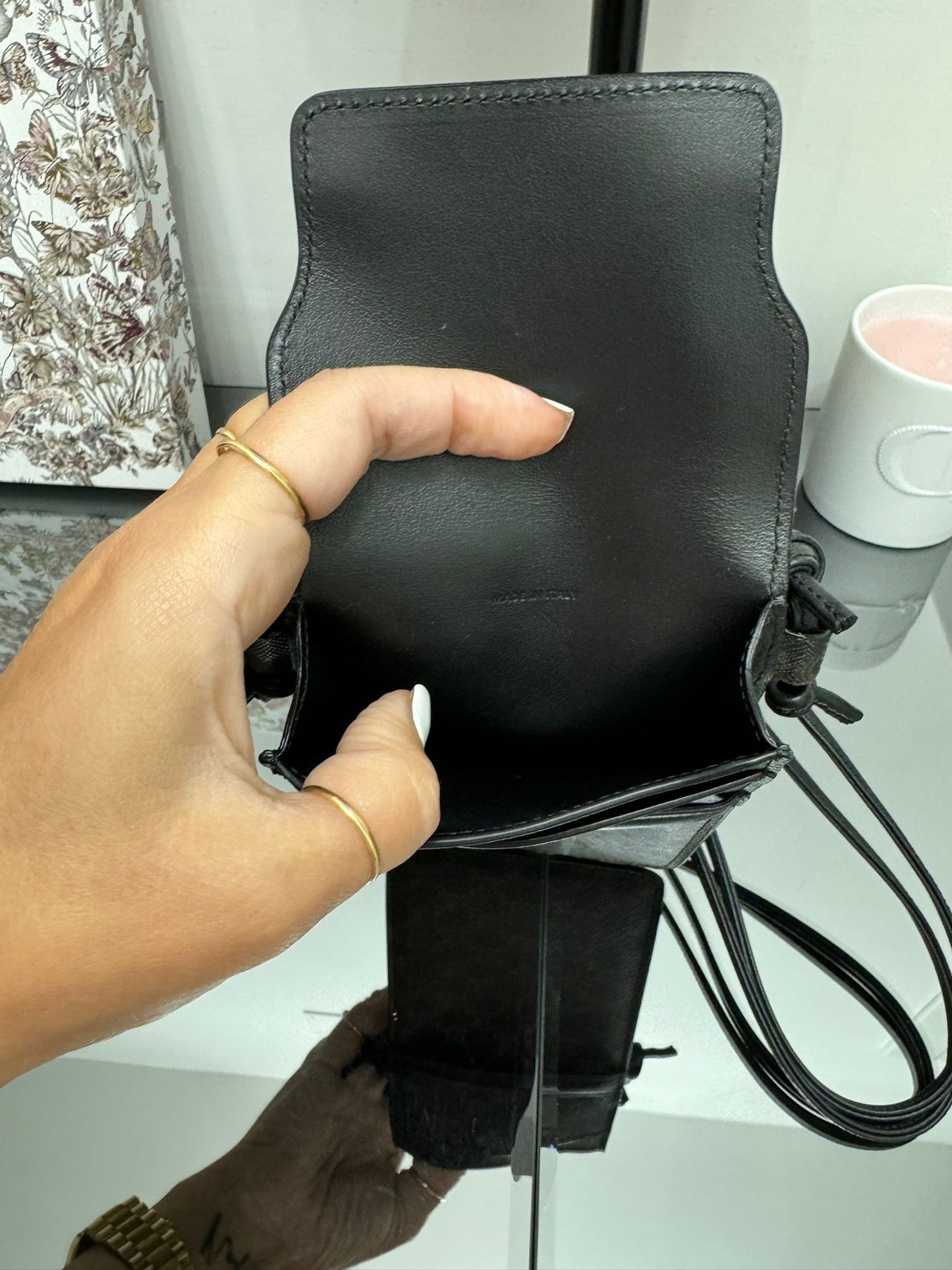 PHONE POUCH WITH FLAP IN TRIOMPHE LAMBSKIN CANVAS
