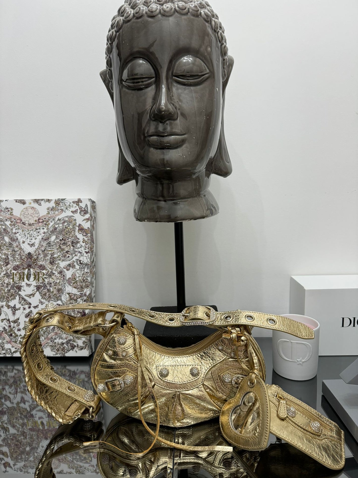 Le Cagole XS shoulder bag in gold nappa