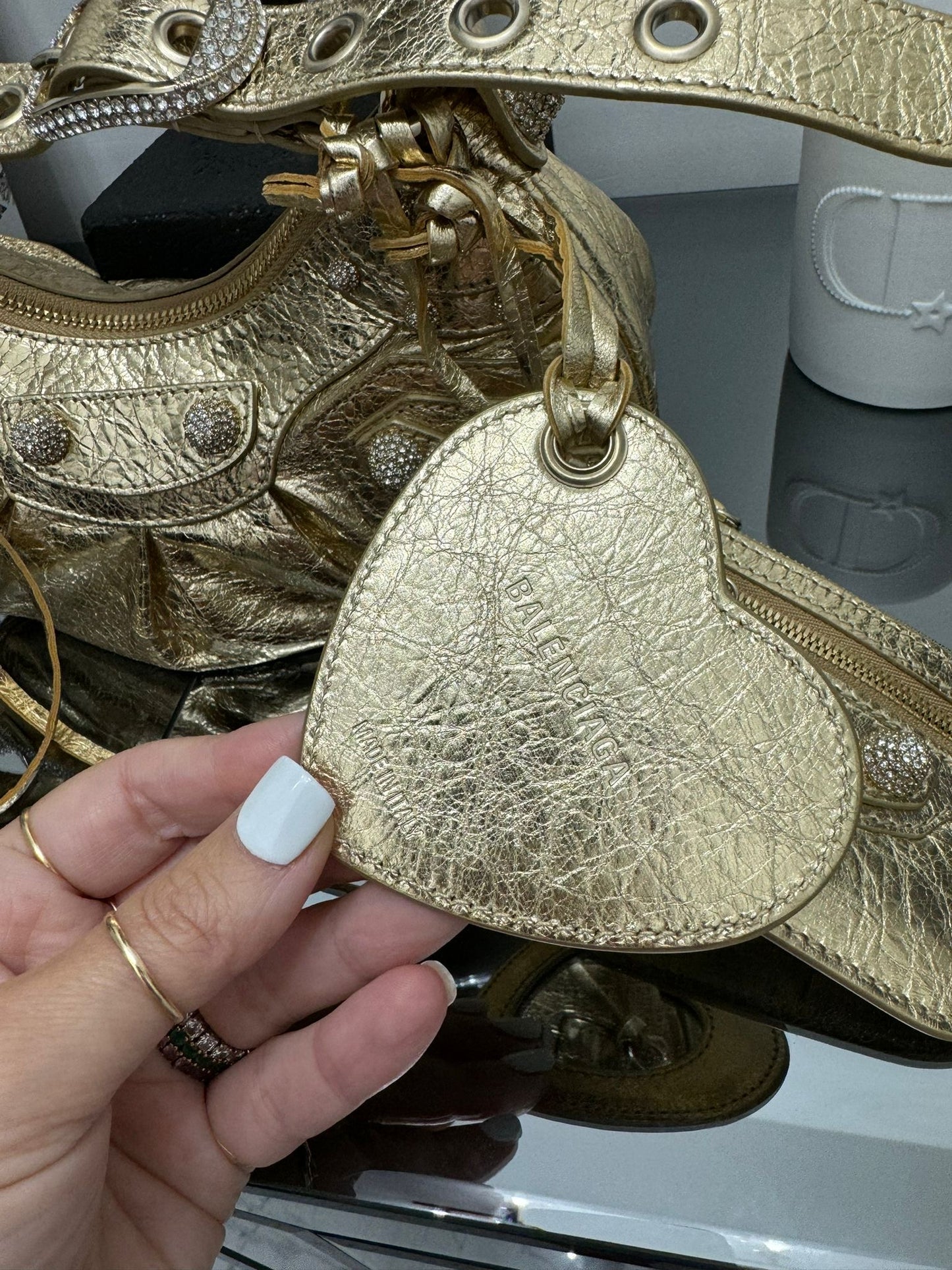 Le Cagole XS shoulder bag in gold nappa
