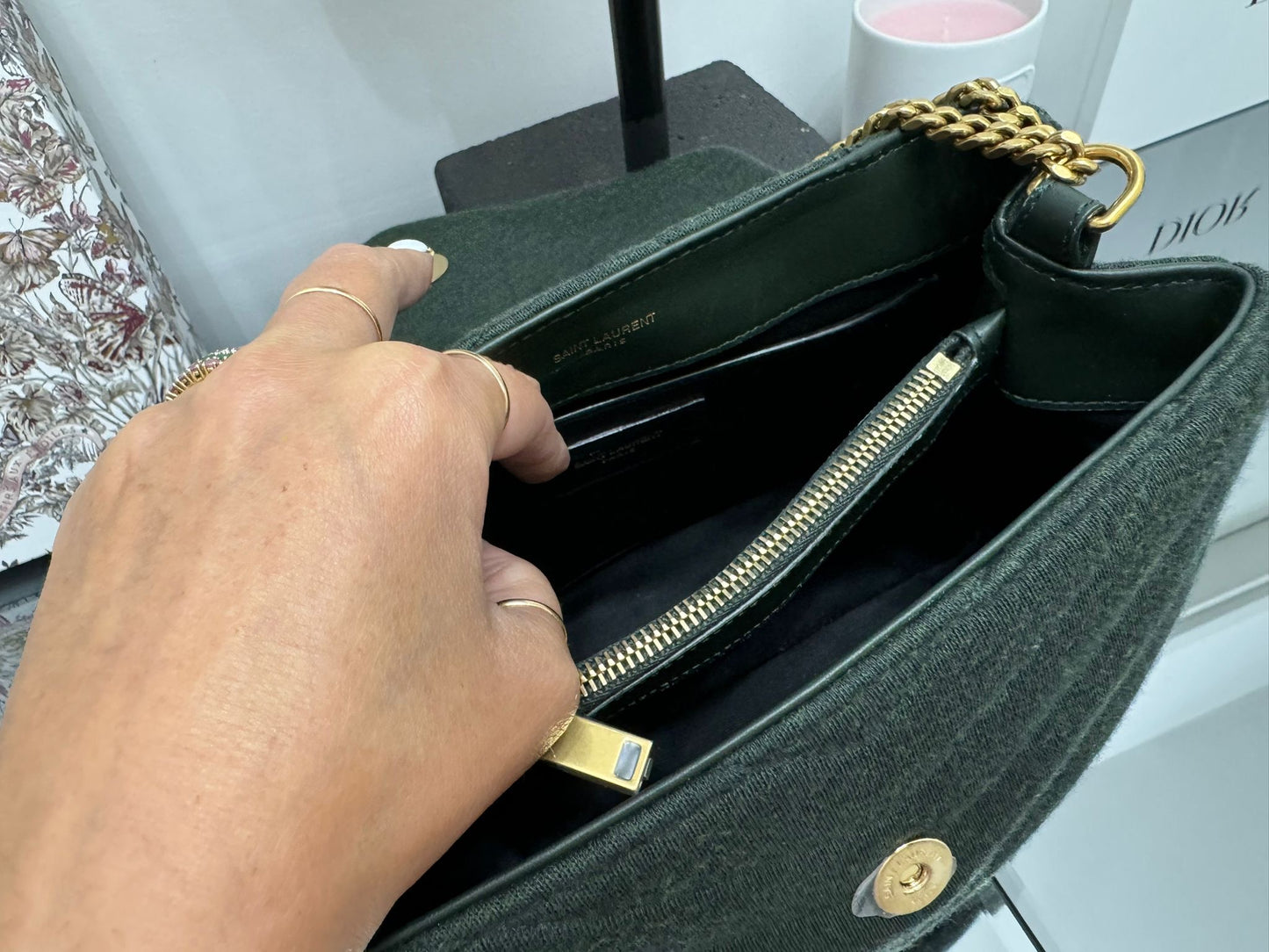 Lou Lou small verde foresta in tessuto lana