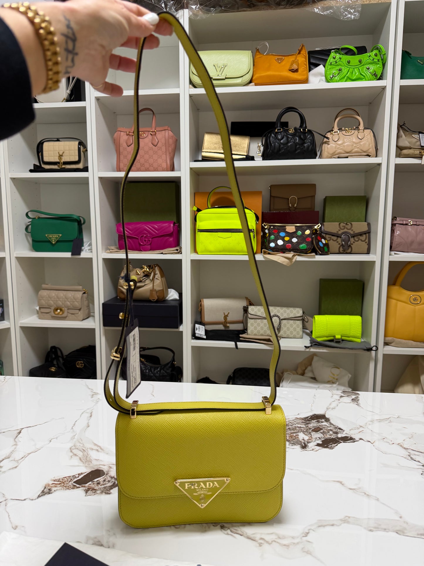 Prada Borsa a spalla in Saffiano con pattina