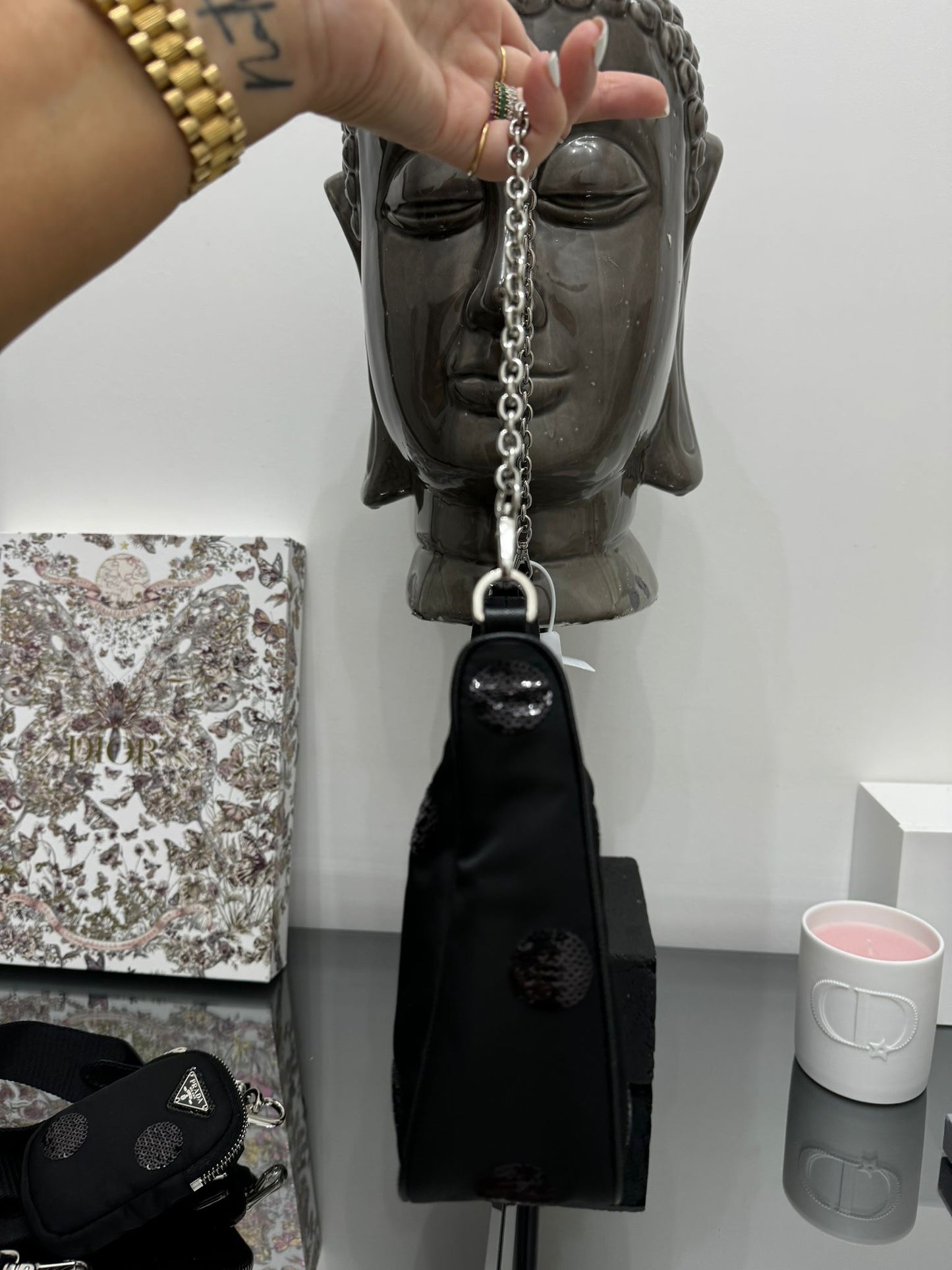 Re-Edition 2005 nylon and sequin shoulder bag